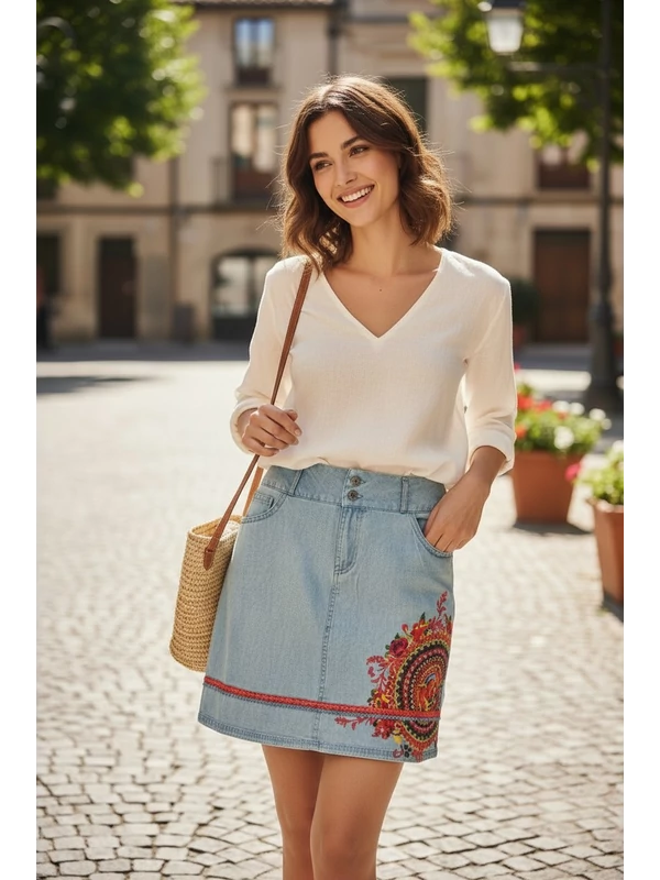Mandalás farmerszoknya - mini