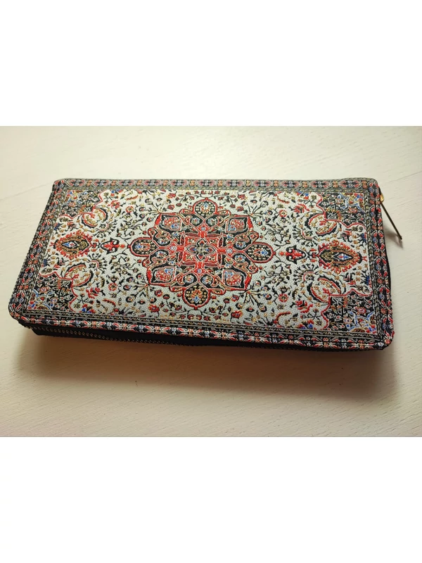 Nagy méretű, török pénztárca - ezüst és piros