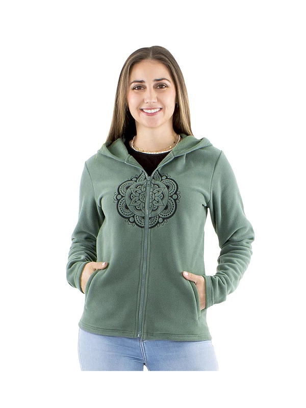 Mandalás kapucnis polár pulcsi - menta