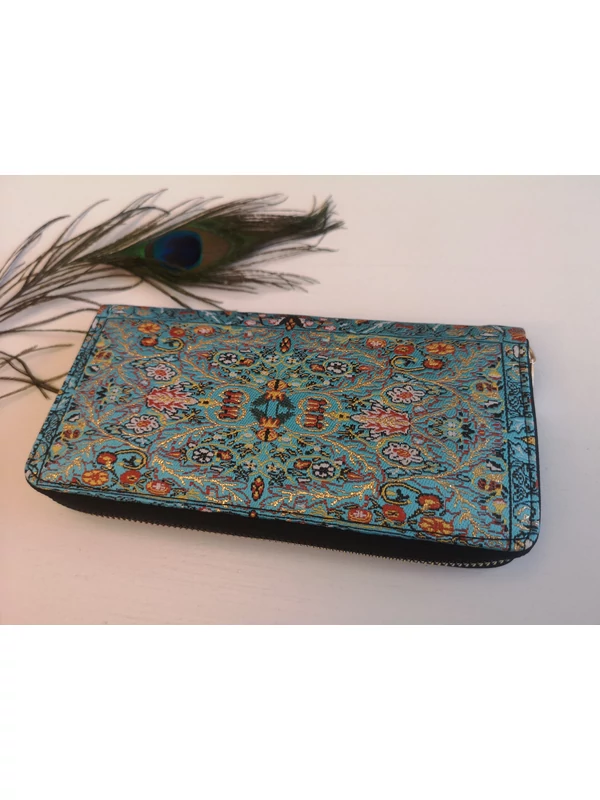 Nagy méretű, török pénztárca - kék, arany motívumos