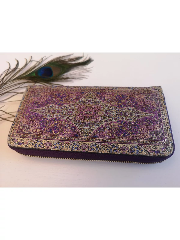 Nagy méretű, török pénztárca - lila, arany motívumos
