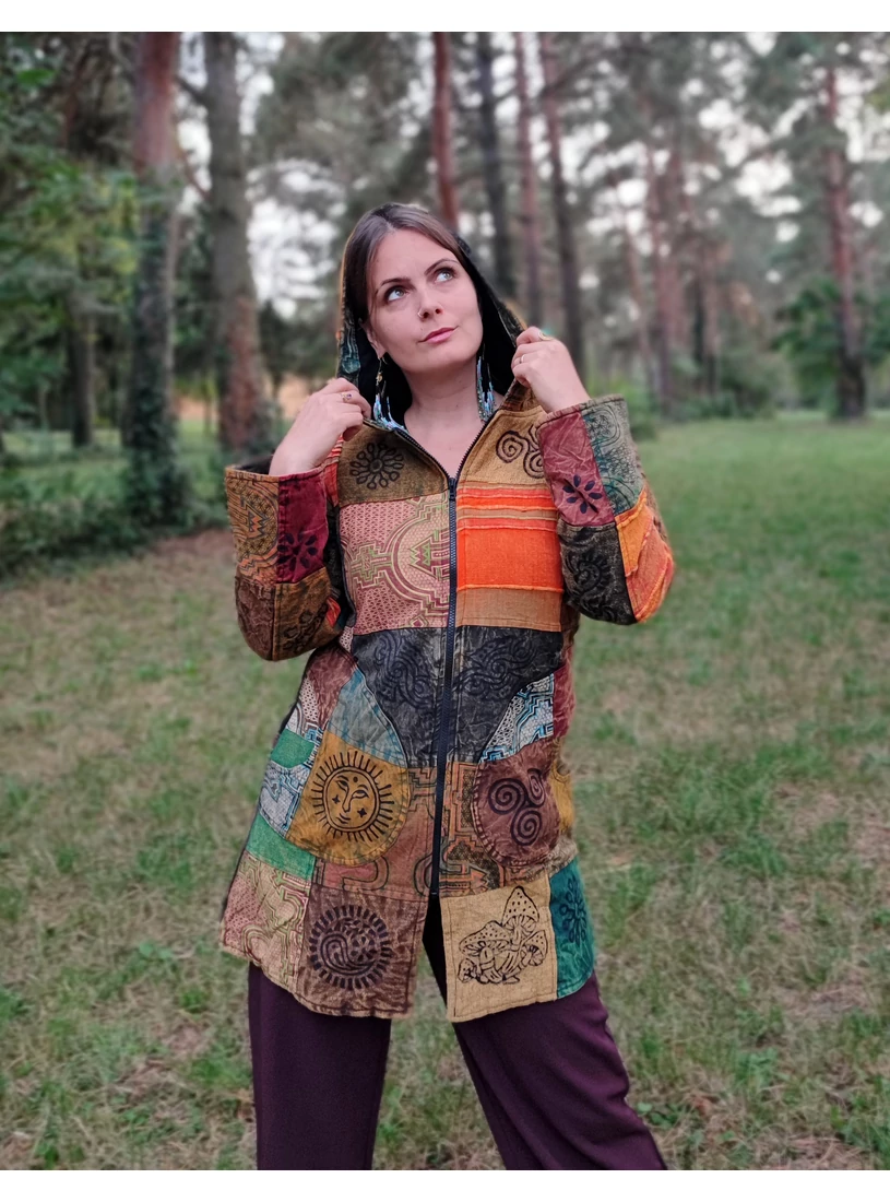 Nepáli patchwork kabát - S/M -