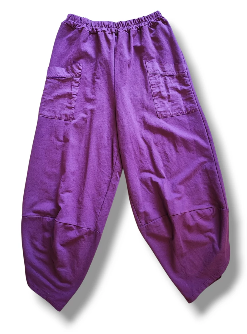 Zsebes, olasz pamut nadrág - magenta