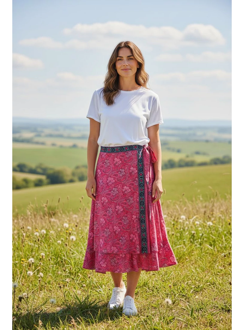 Indiai lapszoknya - pink virágos