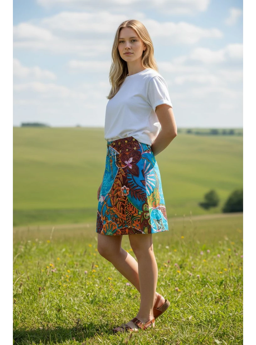 2:1 patentos szoknya- virágos/ türkíz, barna és hippy virágos