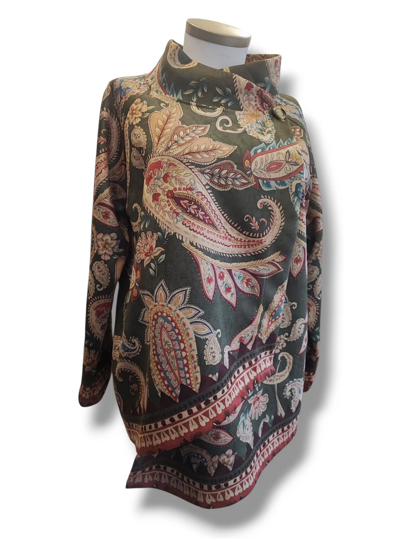 Átlapolós kabát/ kardigán - velúr, csandrikás