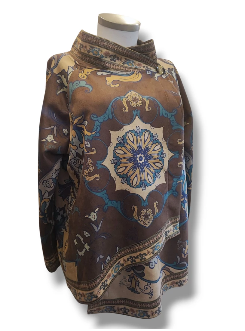 Átlapolós kabát/ kardigán - velúr, indás