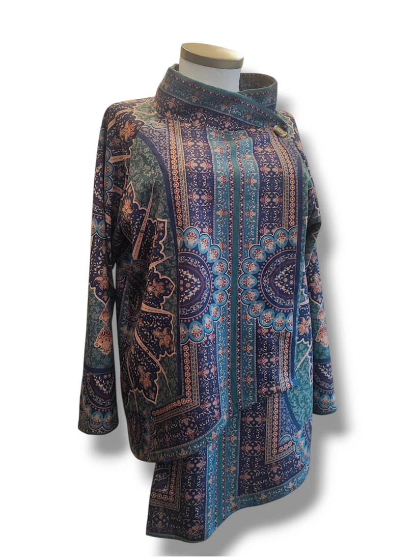 Átlapolós kabát/ kardigán - velúr, mandalás