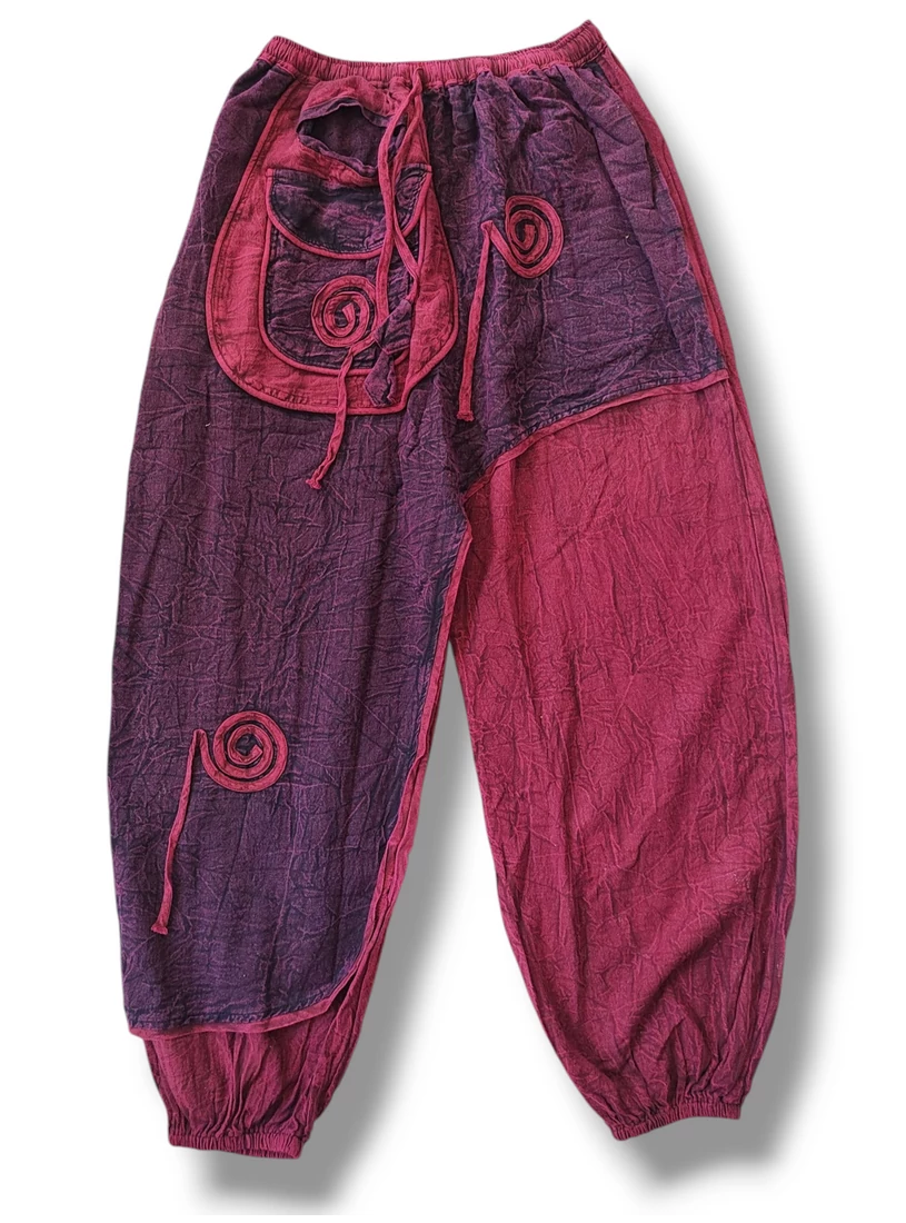 Nepáli, csigavonalas nadrág - bordó