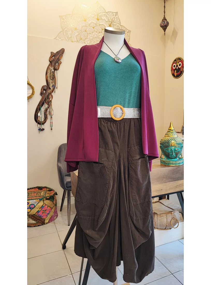 Buggyos, mikrokord nadrágszoknya -  sötétkék - 