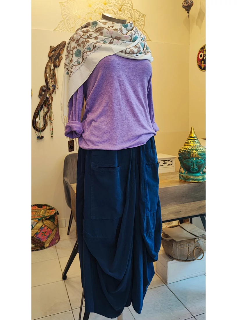 Puha, kasmír hatású stóla - ekrü, virágos