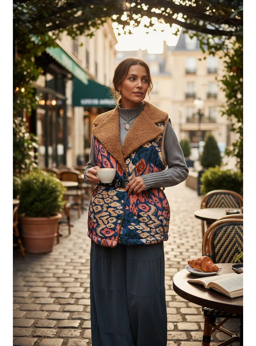 Bohém, steppelt mellény - lila, kék