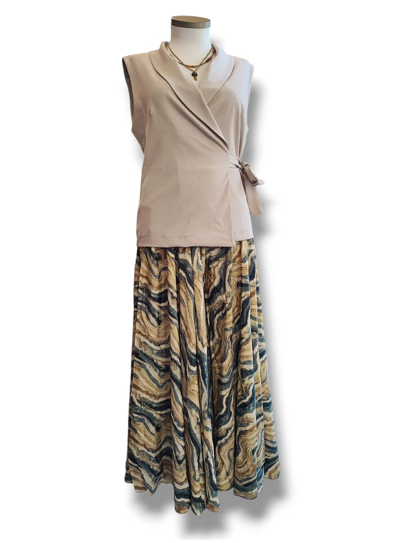 Átlapolós mellény - homok