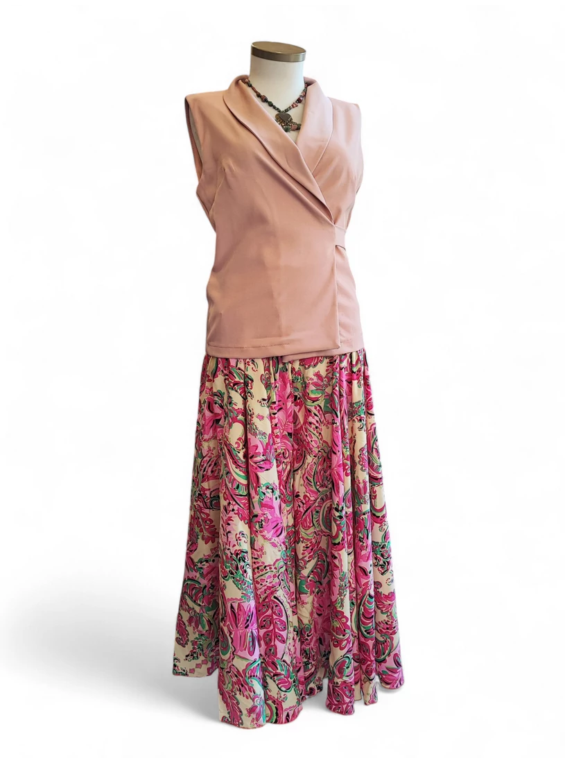 Átlapolós mellény - púder 