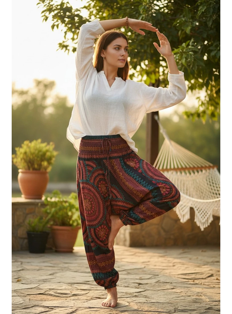 Aladdin nadrág - bordó mandalás