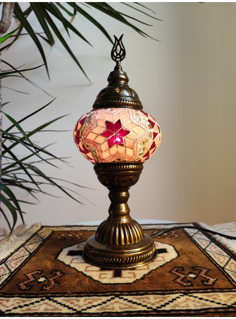 Asztali mozaik lámpa közepes - rózsaszín, pink