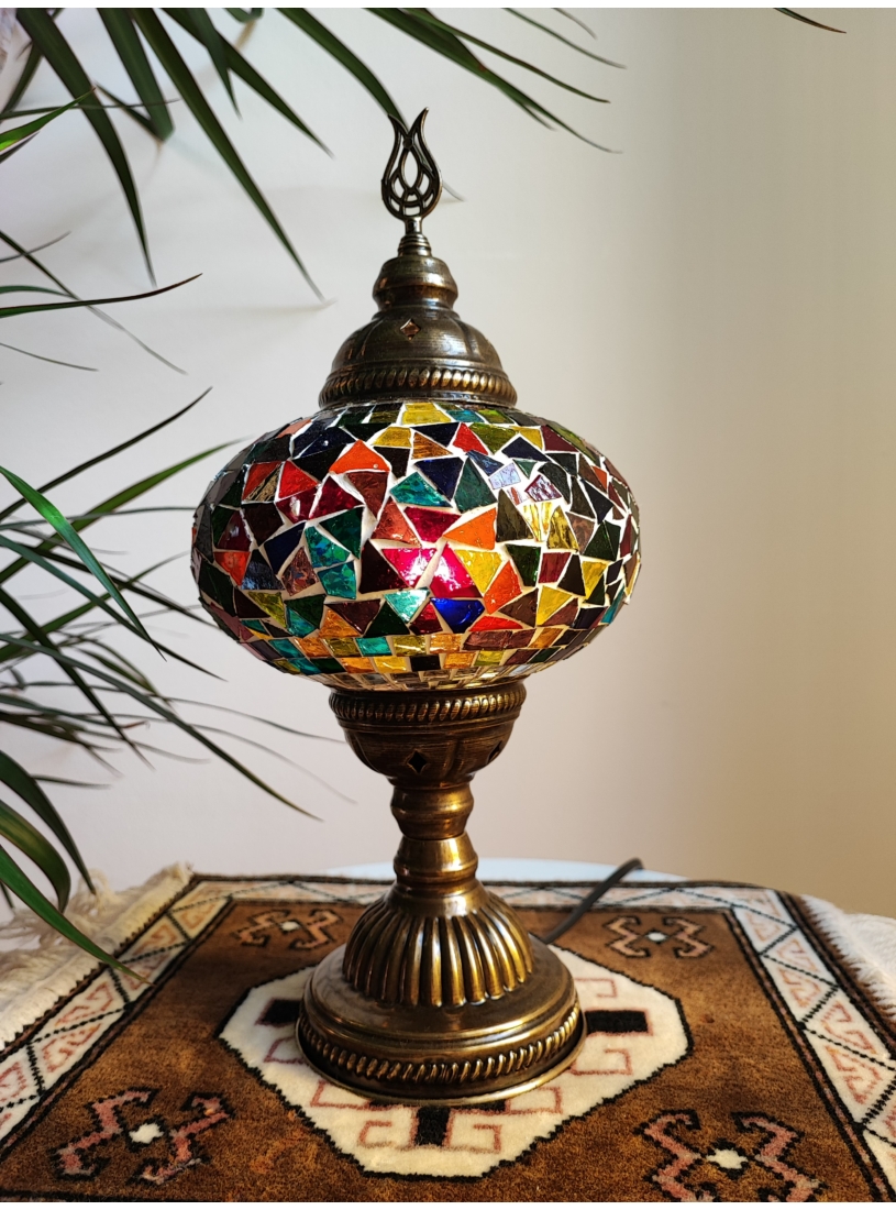 Török mozaik lámpa nagy - bronz, színes