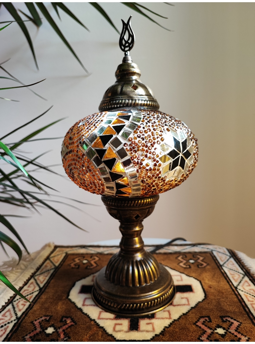 Török mozaik lámpa nagy - bronz, arany gyöngyös