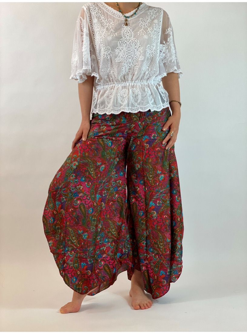 Indiai nadrág - magenta, színes mintás