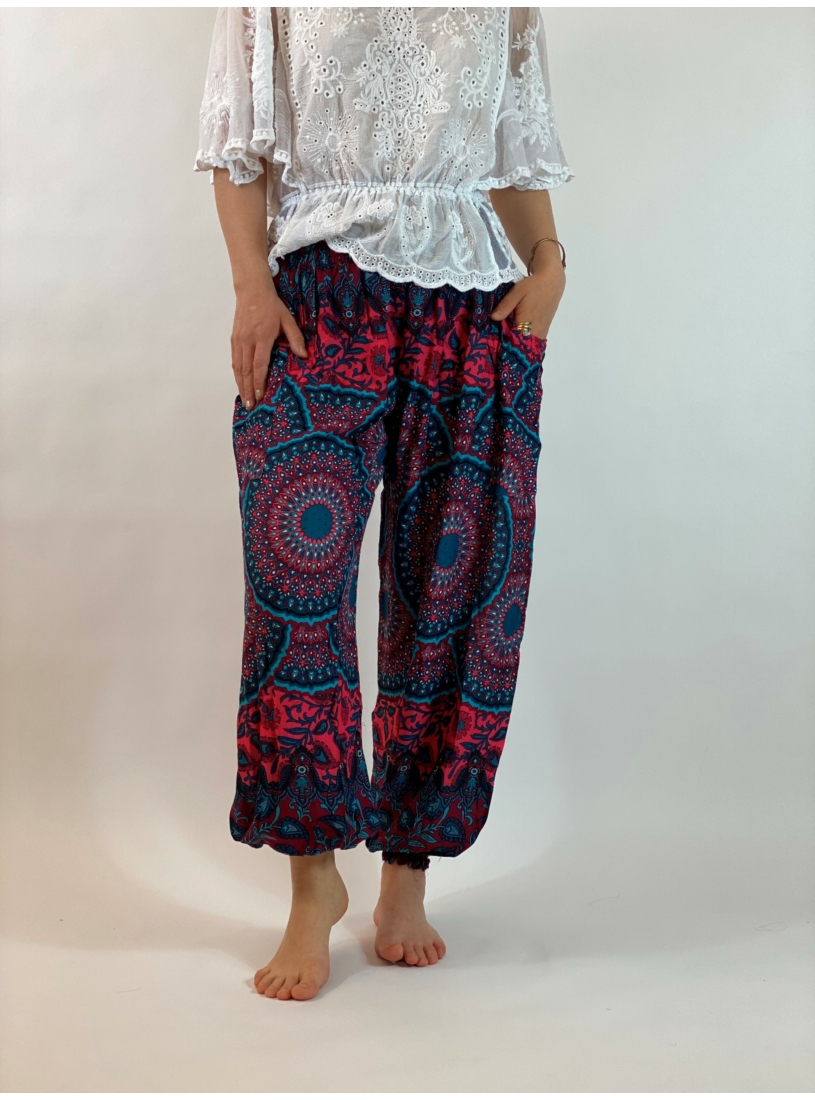Jázmin nadrág - lazac színű, türkiz mandalas