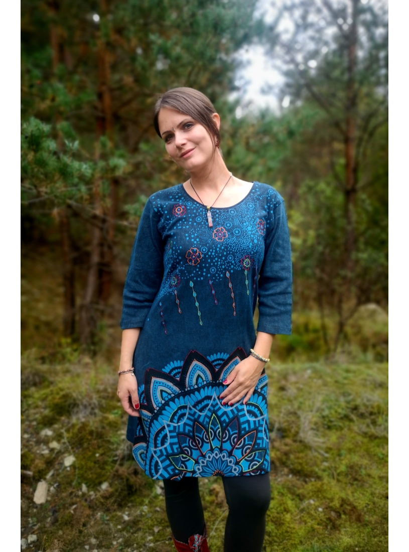 Nepáli, mandalás ruha - kék