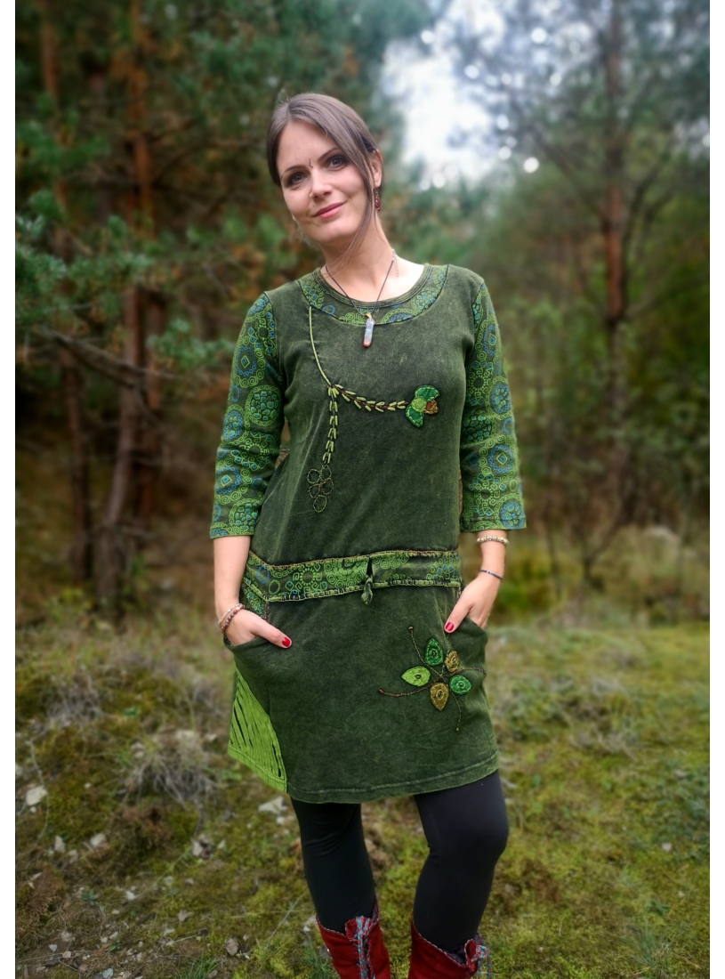 Kőmosott, nepáli ruha - zöld