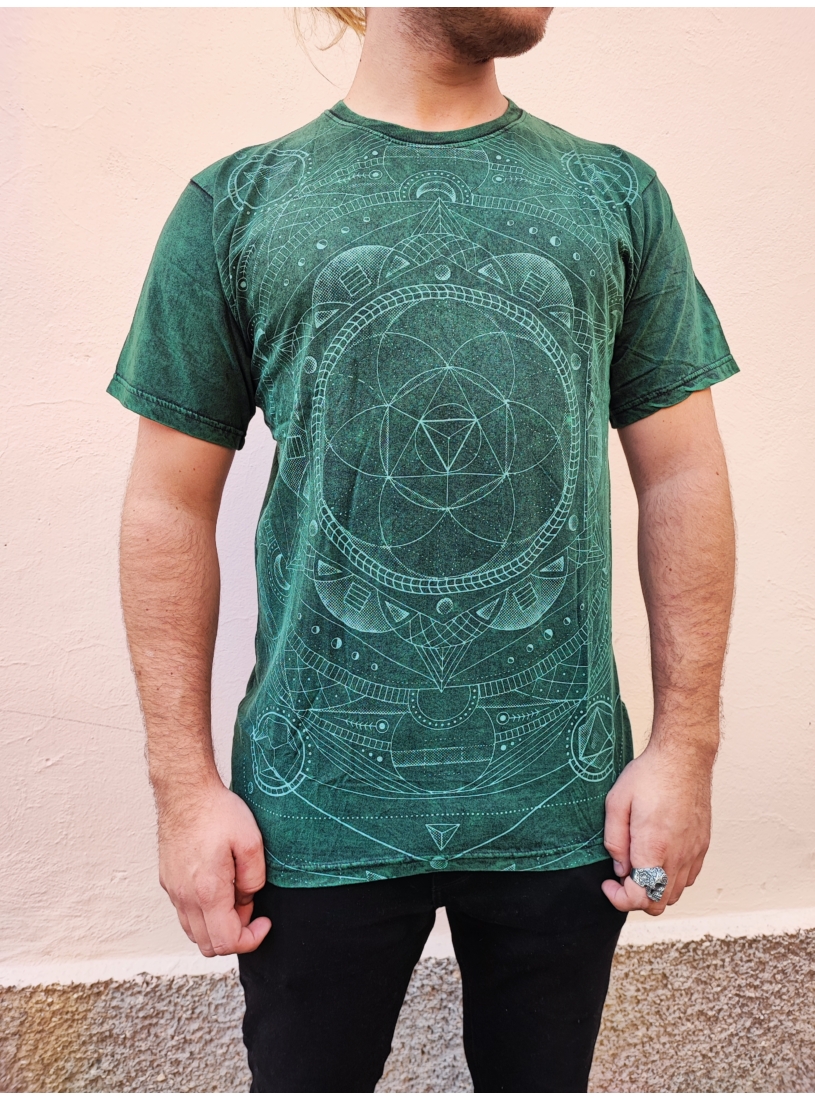 Kőmosott, univerzumos póló - zöld - XL - es