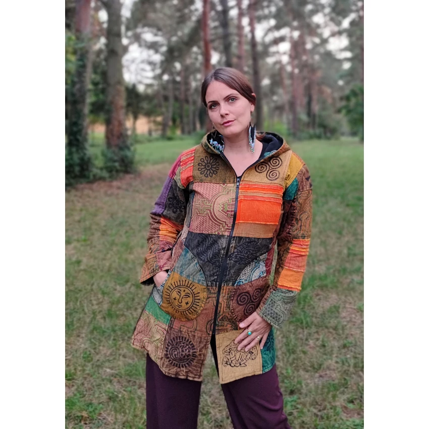 Nepáli patchwork kabát - S/M -