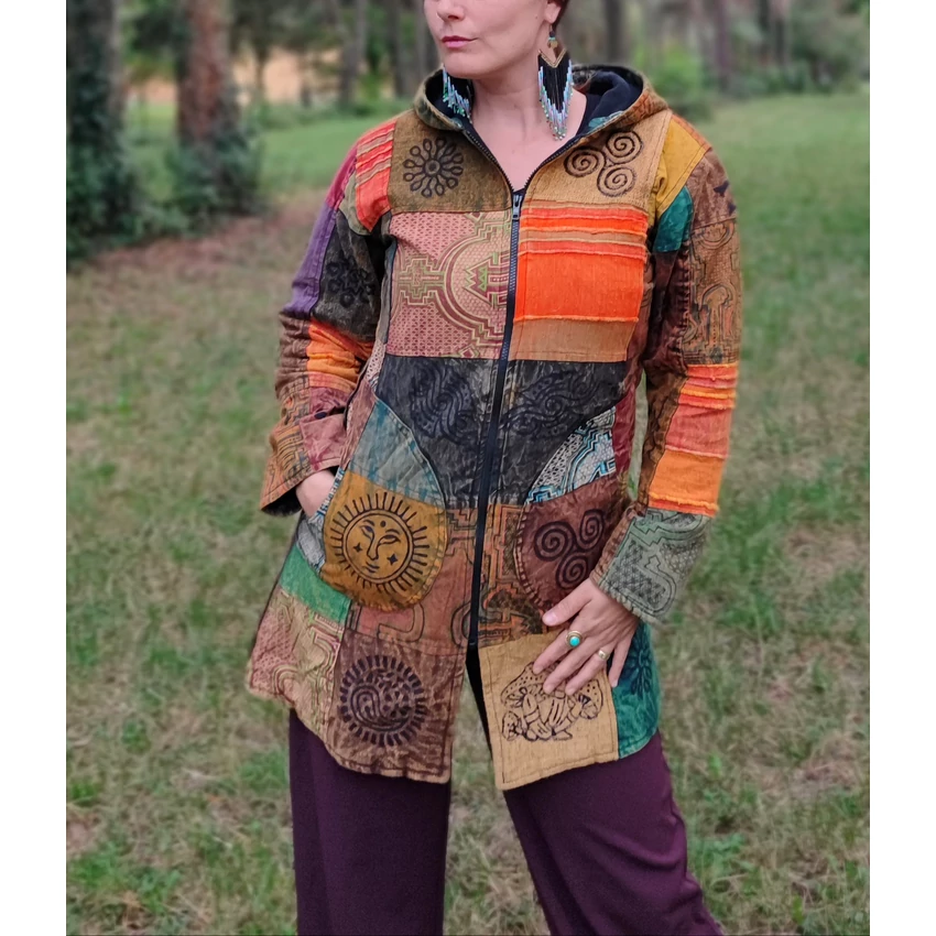 Nepáli patchwork kabát - S/M -