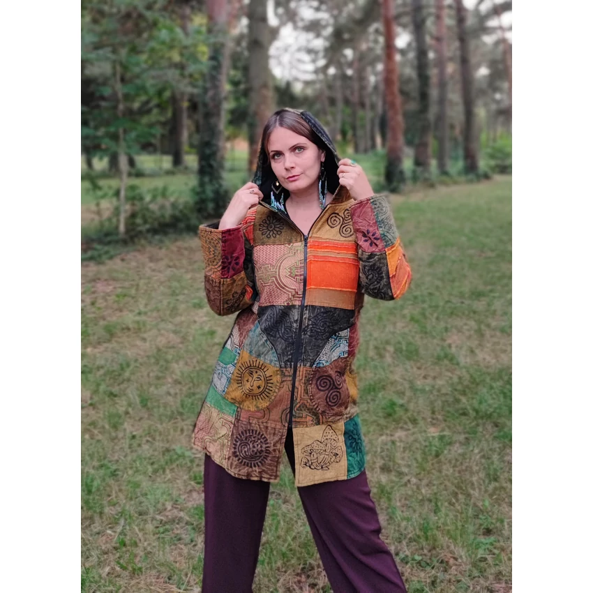 Nepáli patchwork kabát - S/M -