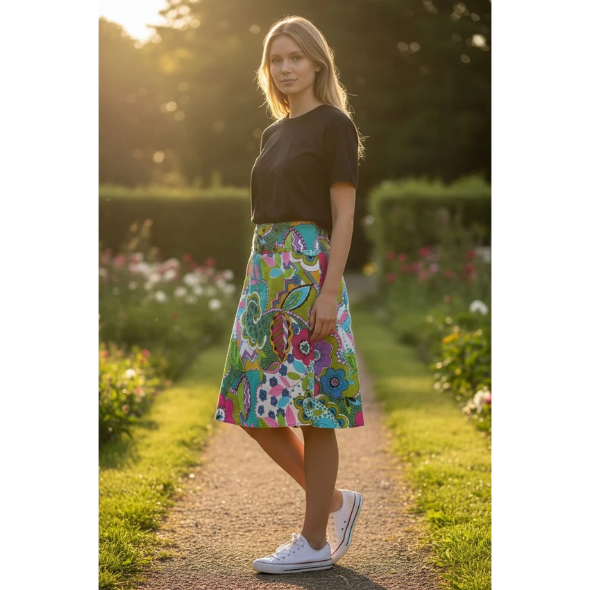 2:1 patentos szoknya- virágos/ türkíz, barna és hippy virágos