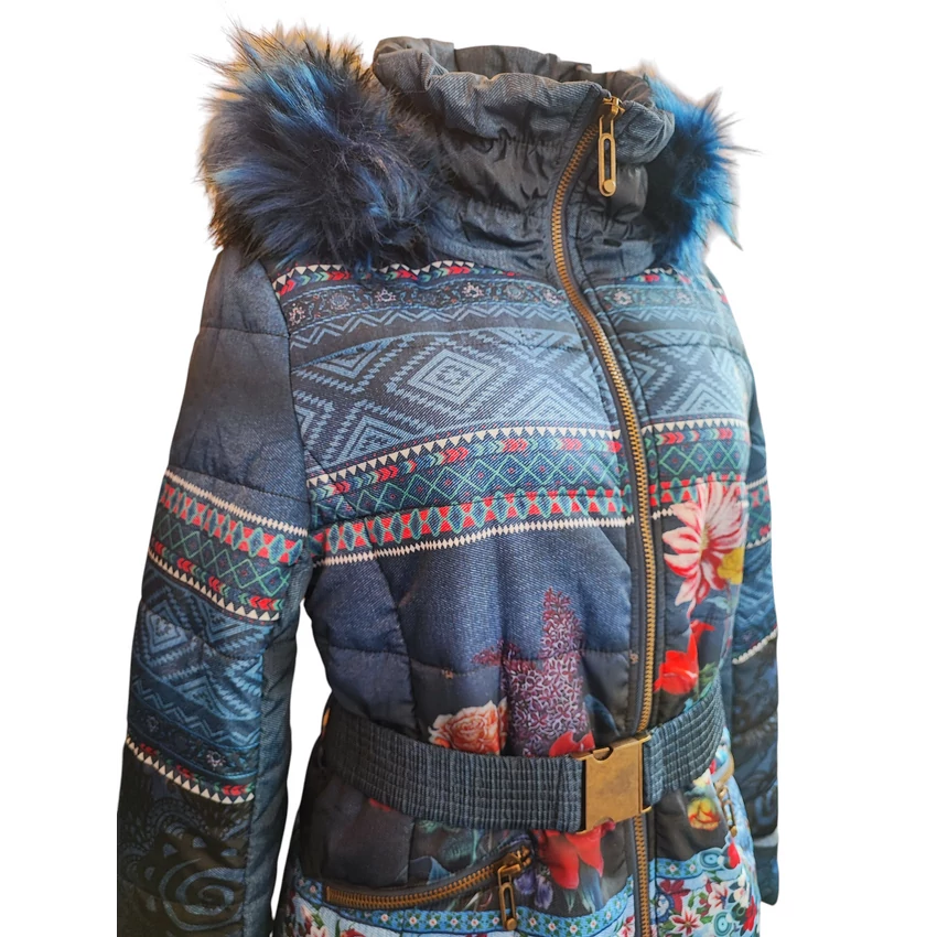 101 idees téli kabát - kék alapon mandalás és virágos, etnikai mintás