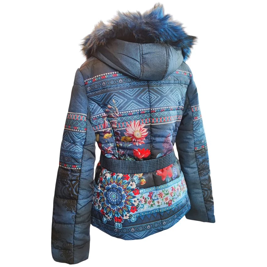101 idees téli kabát - kék alapon mandalás és virágos, etnikai mintás