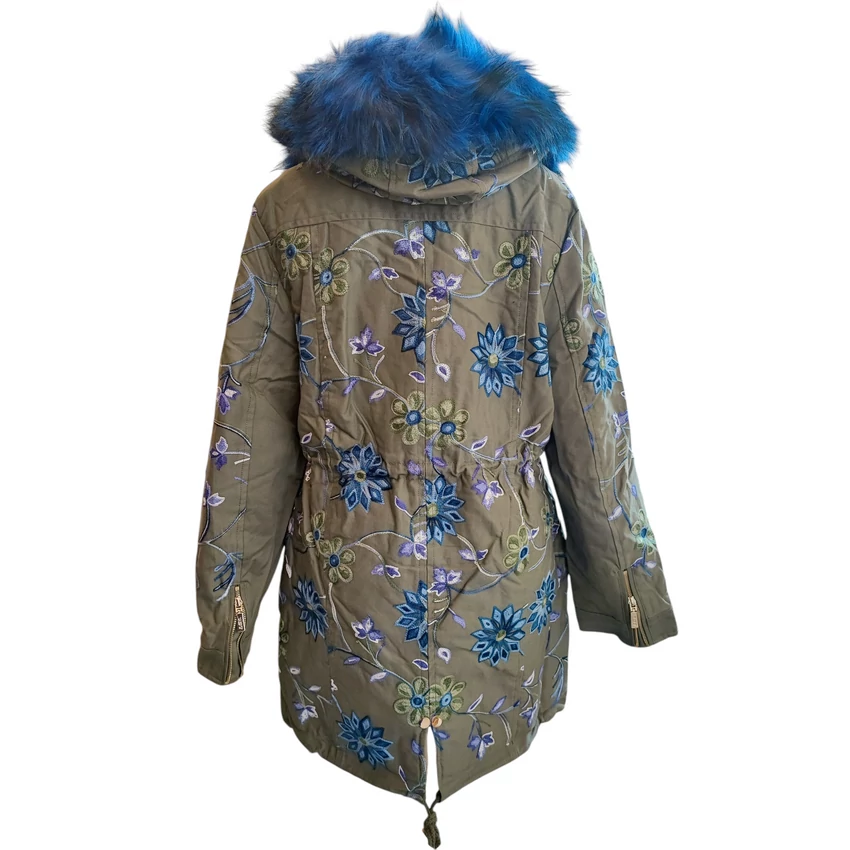 101 idees téli parka kabát - himzett virágos