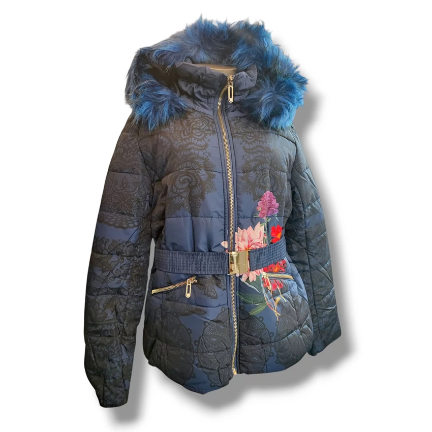 101 idees téli kabát - kék alapon mandalás és virágos 