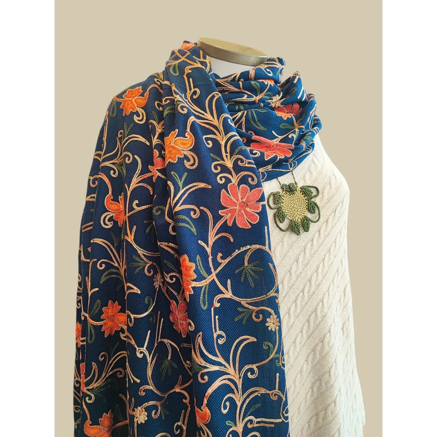 Indiai stóla - kék alapon rózsás