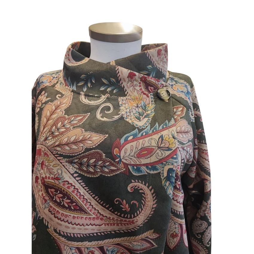 Átlapolós kabát/ kardigán - velúr, csandrikás