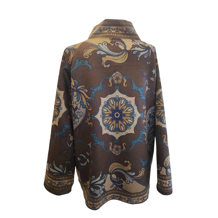 Átlapolós kabát/ kardigán - velúr, indás