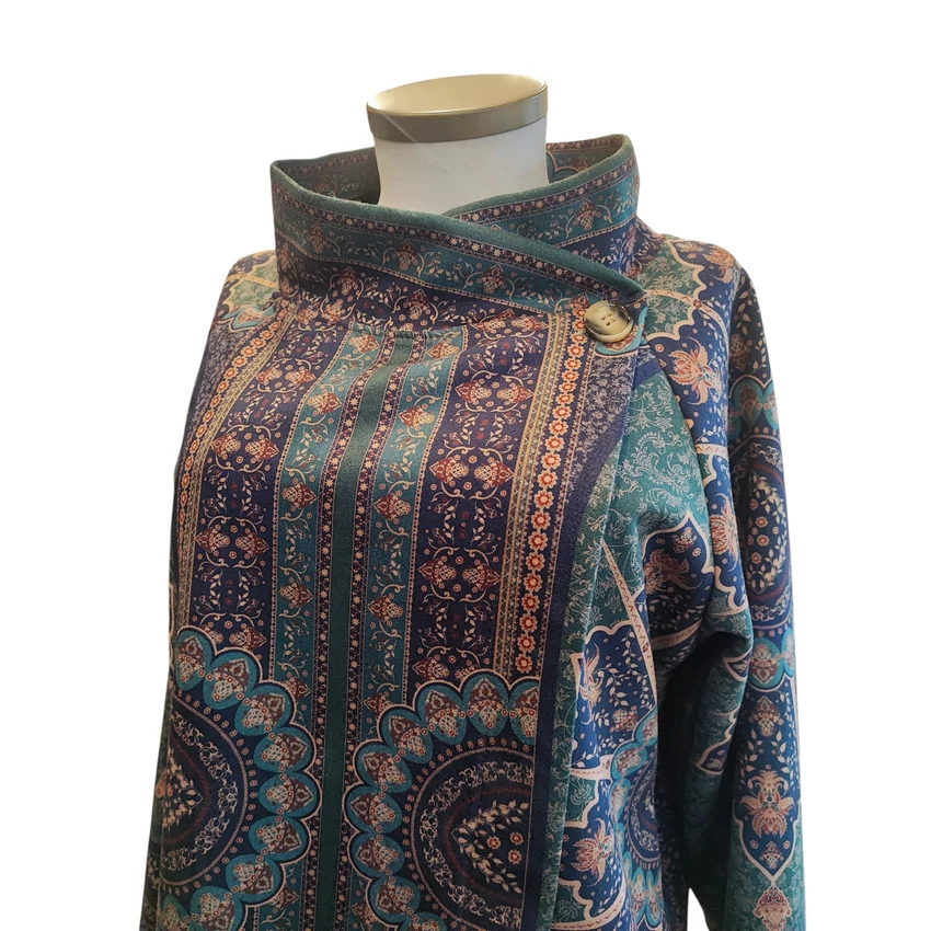 Átlapolós kabát/ kardigán - velúr, mandalás