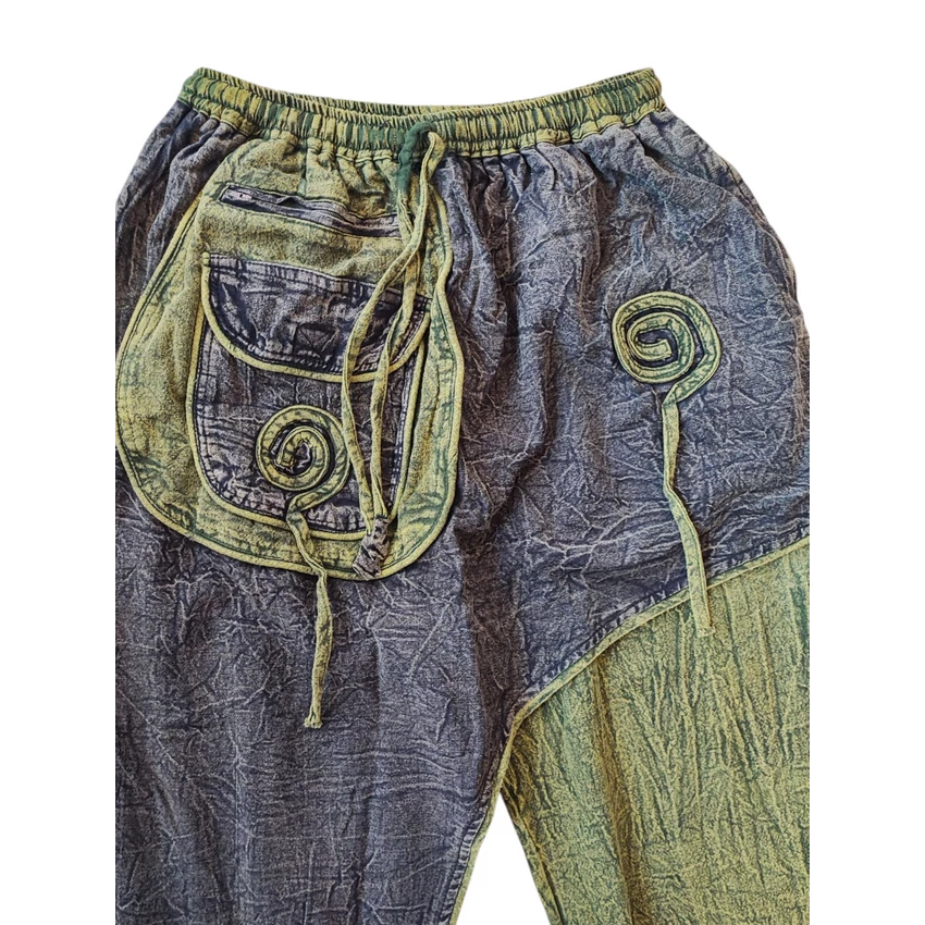 Nepáli, csigavonalas nadrág - zöld 