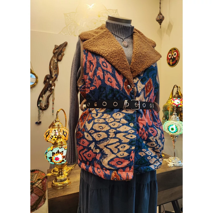 Bohém, steppelt mellény - lila, kék