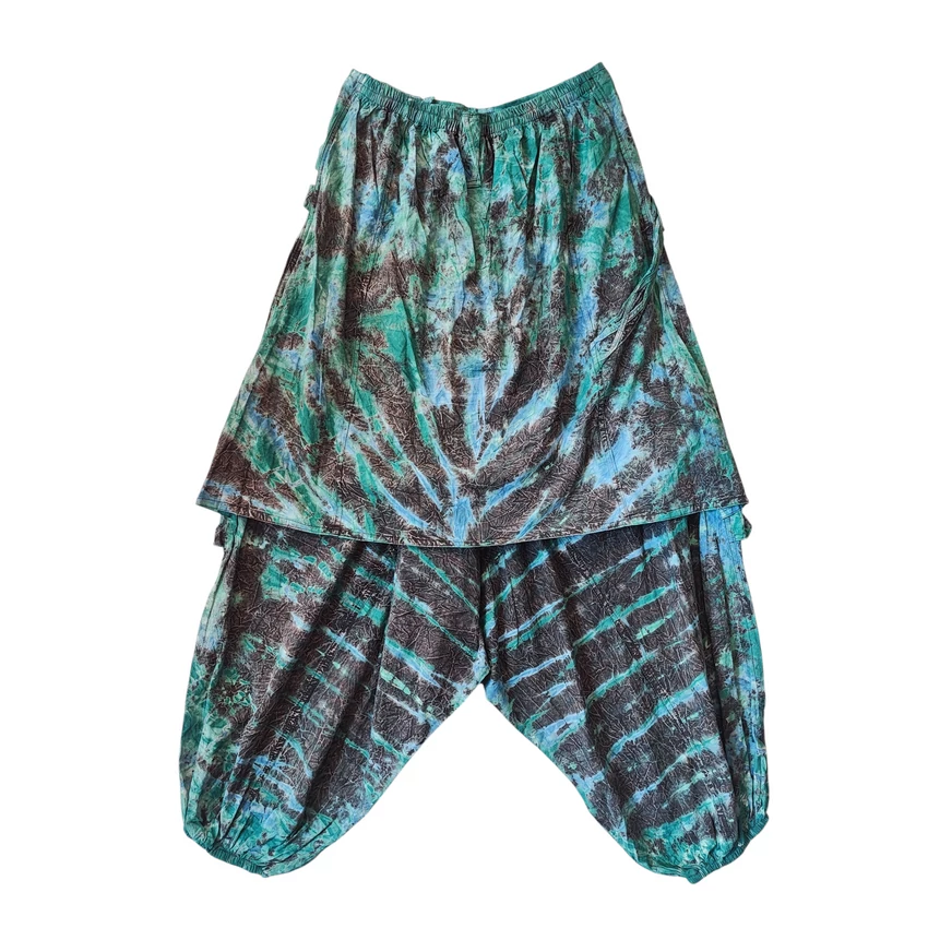 "Szoknyás" aladdin nadrág - kék batikolt