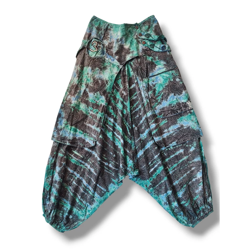 "Szoknyás" aladdin nadrág - kék batikolt