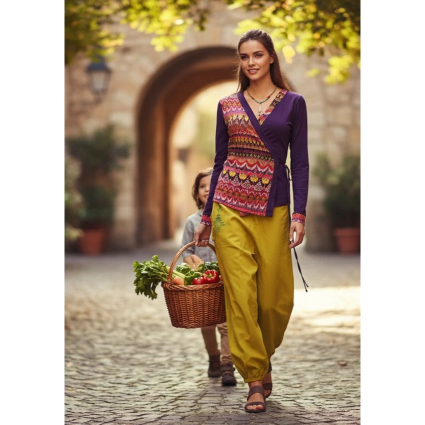 Lila alapon cikk - cakk mintás kardigán 