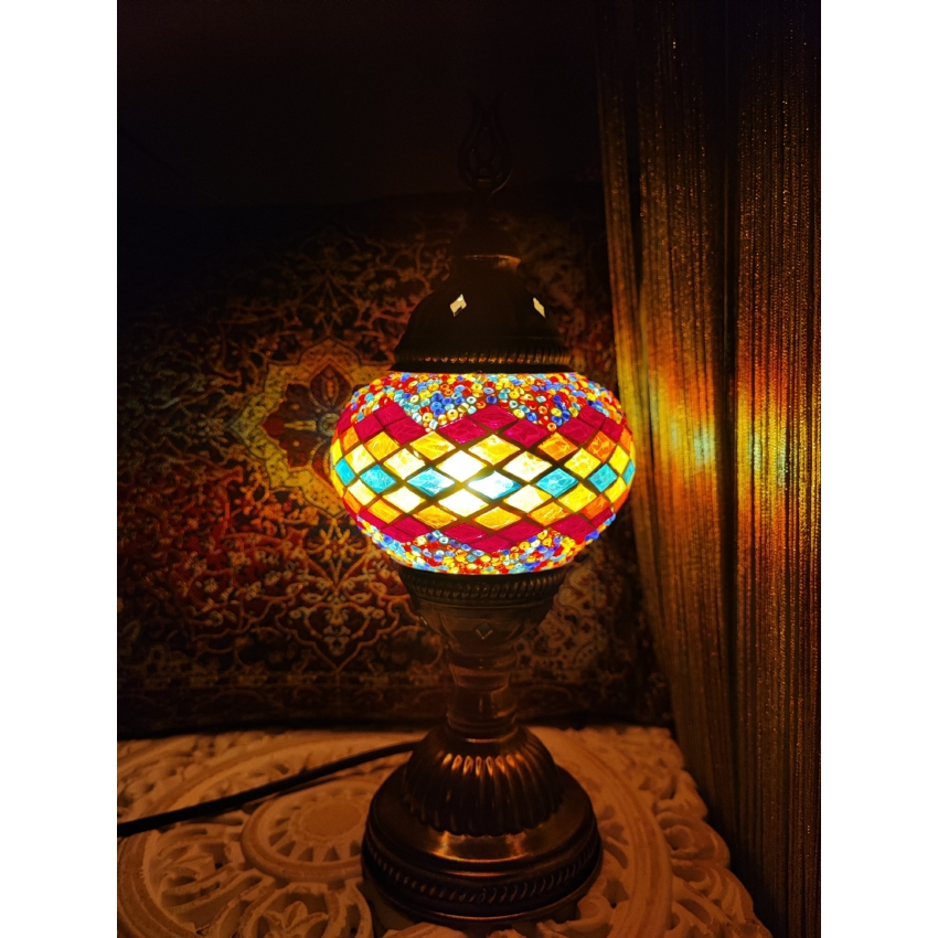 Asztali mozaik lámpa közepes - színes rombusz