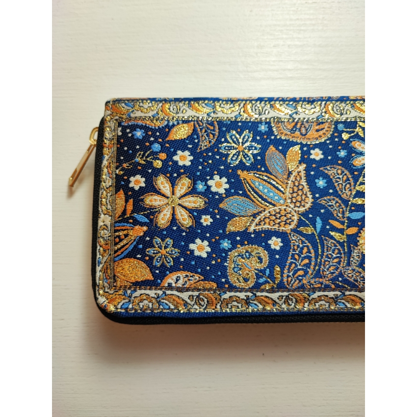Nagy méretű, török pénztárca - kék, arany lótuszos
