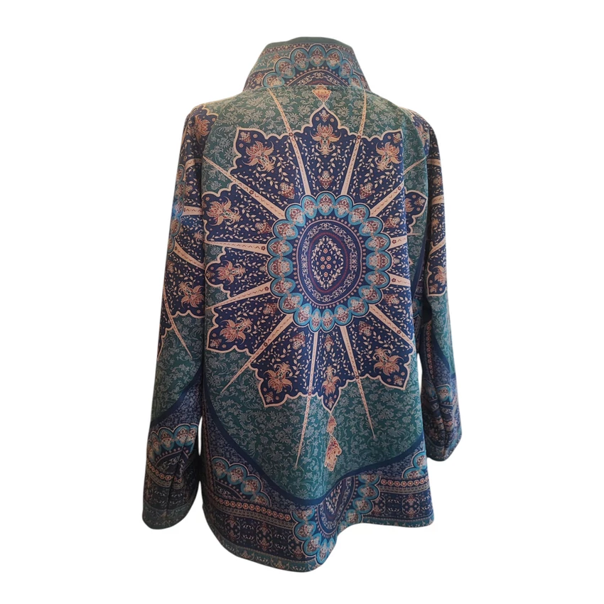 Átlapolós kabát/ kardigán - velúr, mandalás