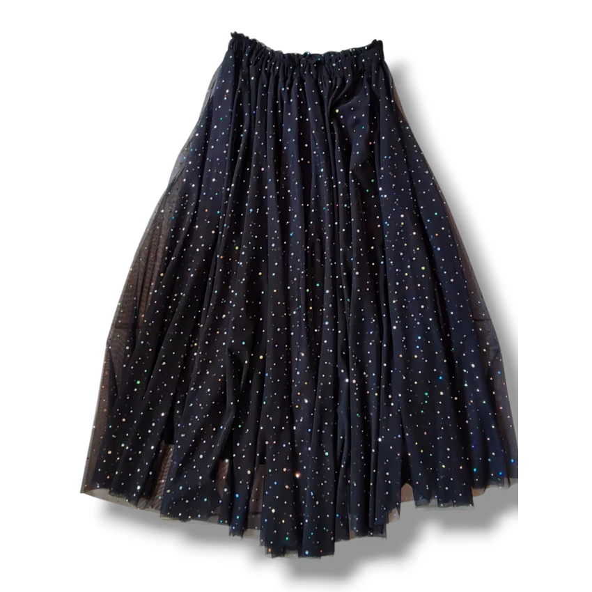 Fekete tüll szoknya - gyöngyház csillám 