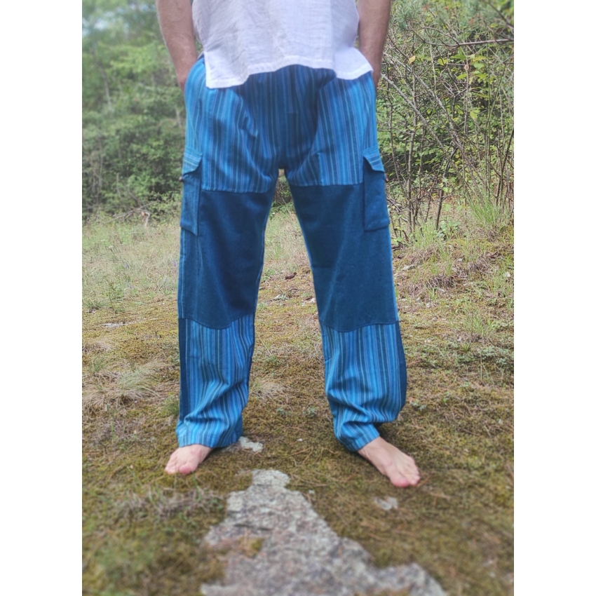 Vászon nadrág csíkos - kék