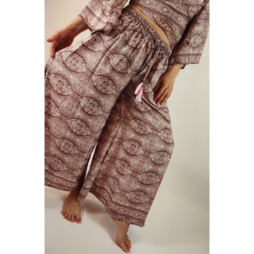 Indiai nadrág és boleró szett - batikolt púder